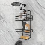 Metaltex Suport pentru duș cu 3 niveluri, cu cârlig, negru GartenMobel Dekor