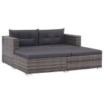 Set mobilier de grădină cu perne, 3 piese, gri, poliratan GartenMobel Dekor