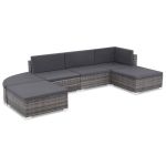 Set mobilier de grădină cu perne, 6 piese, gri, poliratan GartenMobel Dekor