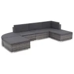 Set mobilier de grădină cu perne, 6 piese, gri, poliratan GartenMobel Dekor