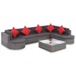 Set mobilier de grădină cu perne, 8 piese, gri, poliratan GartenMobel Dekor