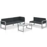 Set mobilier de grădină cu perne 3 piese negru aluminiu    GartenMobel Dekor