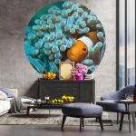 WallArt Tapet în formă de cerc „Nemo the Anemonefish”, 190 cm GartenMobel Dekor