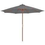 Umbrelă de soare de exterior, stâlp din lemn, 300 cm, antracit GartenMobel Dekor