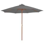 Umbrelă de soare de exterior, stâlp din lemn, 300 cm, antracit GartenMobel Dekor