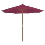 Umbrelă de soare exterior, stâlp din lemn, 300 cm, roșu bordo GartenMobel Dekor