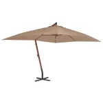 Umbrelă suspendată cu stâlp din lemn, gri taupe, 400 x 300 cm GartenMobel Dekor