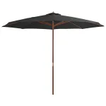 Umbrelă de soare de exterior, stâlp din lemn, antracit, 350 cm GartenMobel Dekor