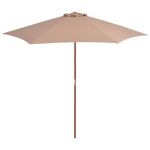 Umbrelă de soare de exterior cu stâlp din lemn, taupe, 270 cm  GartenMobel Dekor