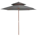 Umbrelă de soare dublă, stâlp din lemn, 270 cm, antracit GartenMobel Dekor