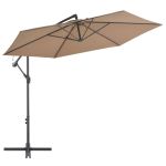 Umbrelă suspendată cu stâlp din aluminiu, 300 cm, gri taupe GartenMobel Dekor