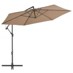Umbrelă suspendată cu stâlp din aluminiu, 300 cm, gri taupe GartenMobel Dekor