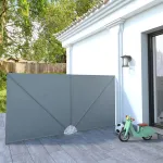 Copertină laterală pliabilă de terasă, gri, 300x150 cm GartenMobel Dekor