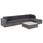 Set mobilier de grădină cu perne, 6 piese, gri, poliratan GartenMobel Dekor