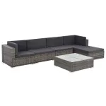 Set mobilier de grădină cu perne, 6 piese, gri, poliratan GartenMobel Dekor