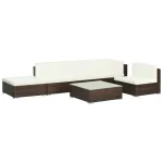 Set mobilier de grădină cu perne, 6 piese, maro, poliratan GartenMobel Dekor