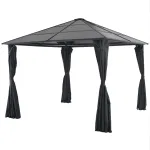 Pavilion cu perdea, negru, 3 x 3 m, aluminiu    GartenMobel Dekor