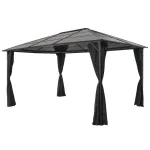 Pavilion cu perdea, negru, 4 x 3 x 2,6 m, aluminiu     GartenMobel Dekor