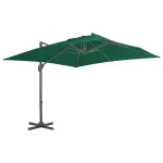 Umbrelă în consolă cu stâlp din aluminiu, verde, 300x300 cm GartenMobel Dekor