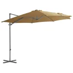 Umbrelă suspendată cu stâlp din oțel, gri taupe, 300 cm GartenMobel Dekor