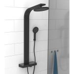 SCHÜTTE Set de duș cu tavă termostatică SAMOA RAIN, negru mat GartenMobel Dekor