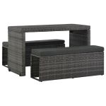 Set mobilier de exterior cu perne, 3 piese, gri, poliratan   GartenMobel Dekor