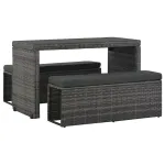 Set mobilier de exterior cu perne, 3 piese, gri, poliratan   GartenMobel Dekor