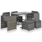 Set mobilier de exterior cu perne, 7 piese, gri, poliratan  GartenMobel Dekor