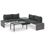 Set mobilier de grădină cu perne, 3 piese, gri, poliratan GartenMobel Dekor