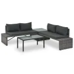 Set mobilier de grădină cu perne, 3 piese, gri, poliratan GartenMobel Dekor