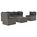 Set mobilier de grădină cu perne, 4 piese, gri, poliratan GartenMobel Dekor