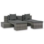 Set mobilier de grădină cu perne, 4 piese, gri, poliratan GartenMobel Dekor