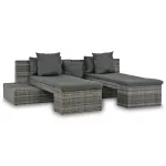 Set mobilier de grădină cu perne, 4 piese, gri, poliratan GartenMobel Dekor