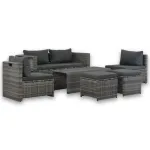Set mobilier de grădină cu perne, 6 piese, gri, poliratan GartenMobel Dekor