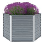 Strat înălțat de grădină, gri, 129x129x77 cm, oțel galvanizat GartenMobel Dekor