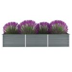 Strat înălțat de grădină, gri, 240x80x45 cm, oțel galvanizat GartenMobel Dekor