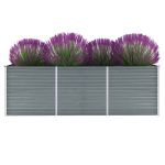 Strat înălțat de grădină, gri, 240x80x77 cm, oțel galvanizat GartenMobel Dekor