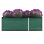 Strat înălțat de grădină, verde, 240x80x77 cm, oțel galvanizat GartenMobel Dekor