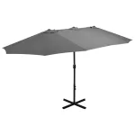 Umbrelă de soare cu stâlp aluminiu, antracit, 460 x 270 cm GartenMobel Dekor