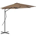 Umbrelă de soare de exterior, stâlp din oțel, gri taupe, 300 cm GartenMobel Dekor