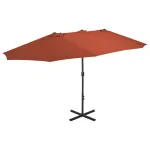 Umbrelă de soare exterior stâlp aluminiu, cărămiziu, 460x270 cm GartenMobel Dekor