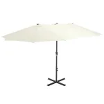 Umbrelă soare exterior, stâlp aluminiu, nisipiu, 460 x 270 cm GartenMobel Dekor