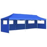 Cort petrecere pliabil cu 5 pereți laterali, albastru, 3 x 9 m GartenMobel Dekor