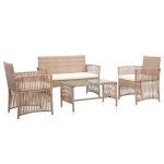 Set mobilier de grădină cu perne, 4 piese, bej, poliratan GartenMobel Dekor