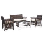 Set mobilier de grădină cu perne, 4 piese, maro, poliratan GartenMobel Dekor