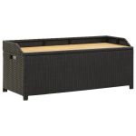Bancă de depozitare pentru grădină, negru, 120 cm, poliratan  GartenMobel Dekor