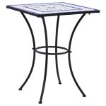 Masă de bistro mozaic, albastru și alb, 60 cm, ceramică GartenMobel Dekor