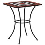 Masă de bistro mozaic, cărămiziu și alb, 60 cm, ceramică GartenMobel Dekor