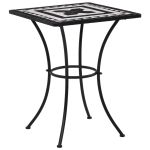 Masă de bistro mozaic, negru și alb, 60 cm, ceramică GartenMobel Dekor