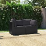 Set mobilier de grădină cu perne, 2 piese, negru, poliratan GartenMobel Dekor